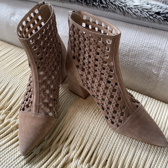 Taupe suede mid ankle boots - Picture 1 of 7